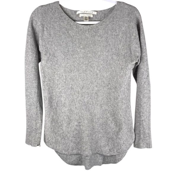 Max Studio 100% 2-Ply Cashmere Gray Ribbed Knit Long Sleeve Sweater Size Small - Picture 1 of 7